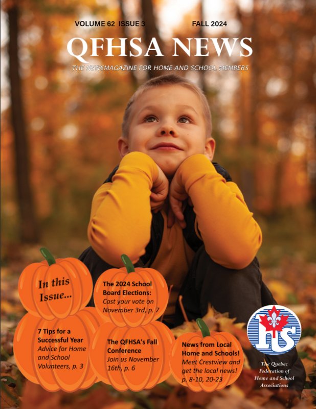 QFHSA Fall 2024 Newsletter - boy in the woods, crouching, elbows on knees.